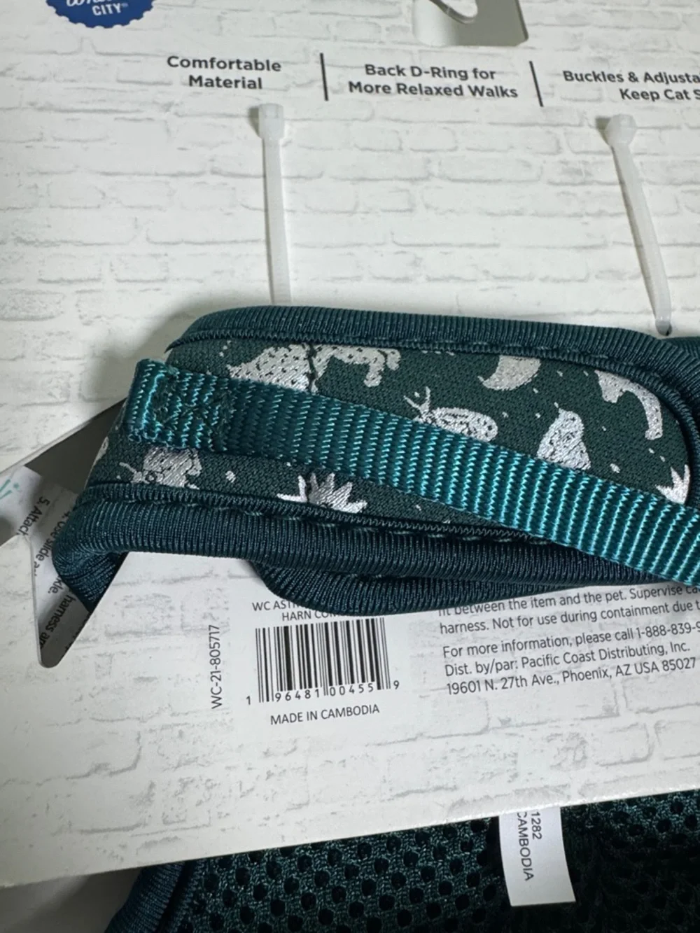 Teal Cat Harness & Leash Set with Celestial Cat Print
